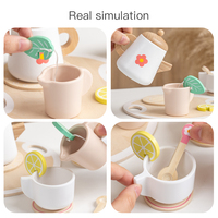 Juego de Té de Madera, Juguete de Imitación para Cocina, Taza, Platillos, Postres, Picnic, Fiesta, Niños, Niñas, 3-6 Años, Regalo