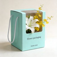 Emballage de fleurs en gros avec poignée, boîtes à fleurs transparentes, bouquet, boîte cadeau pour la fête des mères, la Saint-Valentin