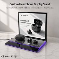 Support d'affichage pour écouteurs TWS en acrylique rétroéclairé par LED personnalisé, résistant à l'eau, design moderne, support d'affichage pour écouteurs sans fil Bluetooth