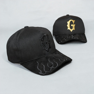 Gorra de béisbol unisex negra al por mayor con estampado en relieve, ajustable, de 5 paneles, con pedrería, para deportes, modelo Rich the Kid - Product Image 6