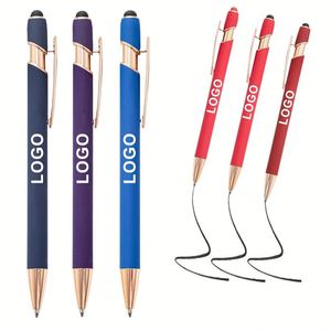 23 Stylos à bille durables pour réunions d'affaires, corps en aluminium or rose, logo imprimable, modèle Sport T - Product Image 1