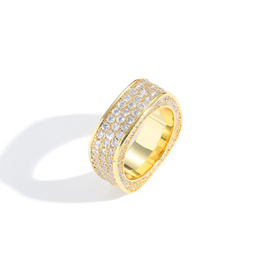 Wide Copper Full Zircon Men's Gilded Square <b>Circle</b> <b>Ring</b> for Men - Product Image 5