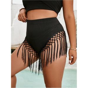 FOXA Shorts Mini de Mujer Tallas Grandes con Borlas, Estilo Boho, con Flecos, Parte Inferior de Bikini, Ropa de Playa de Verano, Shorts Ajustados - Product Image 5