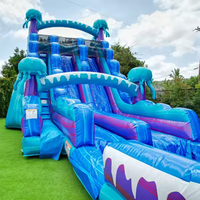 Toboggan aquatique gonflable électrique de 20 pieds à double piste avec piscine amovible, château gonflable et toboggan aquatique pour fête