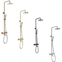 Système de douche thermostatique anti-brûlure, pommeau de douche en acier 304 de couleur personnalisée et mélangeur exposé