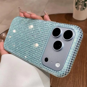 เคสลายตารางเพชรหรูหรา วิบวับ สำหรับ iPhone 18Pro 17 16 15 18 Pro Max  ฝาหลังกระจกเงา  ขอบกันกระแทกแบบกลิตเตอร์ - Product Image 5