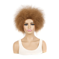 Perruque synthétique bouclée et volumineuse en fibre haute température, style court, fabriquée à la machine, pour femmes africaines, perruque afro tendance
