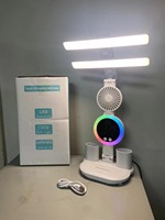 Lampe de lecture LED à intensité variable, protection des yeux, moderne, alimentée en courant continu, multifonctionnelle, pliable, lampe de table, ventilateur, lampe de bureau tactile, porte-stylo