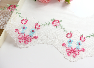 Collier de broderie <span class=keywords><strong>color</strong></span>é dentelle coupe polyester coton fleurs ruban de dentelle pour robe de rideau - Product Image 2