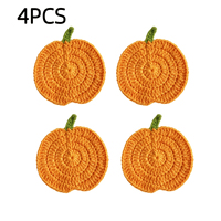 Ensemble de 4 sets de table ronds en coton tissé à la main pour tables de fête d'automne et d'Halloween, avec marque surprise pour cadeaux de fête à domicile