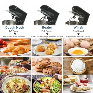 Điện OEM ODM nghiêng đầu thép không gỉ 6-tốc độ bánh thực phẩm trộn hộ gia đình thiết bị nhà bếp bột đứng <span class=keywords><strong>Mixer</strong></span> - Product Image 4