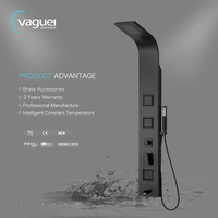 Système de panneau de douche multi-jets en aluminium économique et fiable avec jets corporels, finition noire, noyau de vanne en laiton