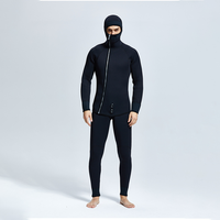 DIVESTAR Custom Front Chest Zip 5mm Thickness Neoprene Hoodie Menjaga Kehangatan Thermal Lengan Panjang Dua Bagian Wetsuit Tahan Air Pria
