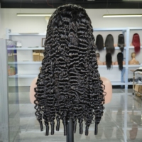 Perruques bouclées vierges brutes non traitées en cheveux humains naturels vietnamiens et birmans, avec frontale HD transparente sans colle, cheveux péruviens