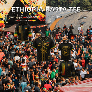 T-shirt Oversize de Luxe Style Rasta Éthiopien 180 Grammes Écologique avec Motif Lion Noir et Or pour Tenue de Festival - Product Image 2