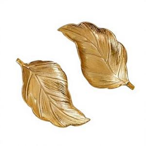 Golden Leaf <b>Decorative</b> <b>Plates</b> Handmade Metal Glam Style Plant Pattern Dishes - Product Image 6