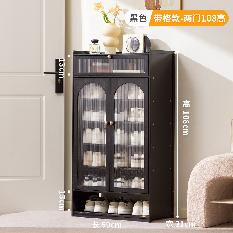 Black - Double doors, eight drawers