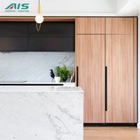 Meubles de cuisine modulaires noirs en mélamine, style moderne, conformes aux normes australiennes, luxe, pas cher, design chinois, ensembles d'échantillons