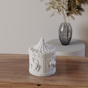 ขวดเทียนทรงม้าหมุนสไตล์ฝรั่งเศสแบบคลาสสิกย้อนยุค สีขาวบริสุทธิ์ บรรจุขี้ผึ้ง พร้อมฝาปิดทรงแหลม ผลิตตามสั่ง - Product Image 5