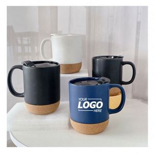 Grande tasse à café en céramique de 15 oz avec fond et couvercle en liège pour maman et papa, cadeau personnalisé pour les amateurs de café, de latte et de thé - Product Image 1