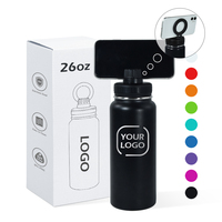 Bouteille d'eau isotherme en acier inoxydable avec logo personnalisé, 16oz, 25oz, 26oz, 32oz, 64oz, avec couvercle magnétique anti-fuite et support pour téléphone