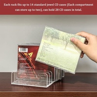 2 supports transparents en acrylique pour CD/DVD, présentoir et boîte de rangement pour CD, et support de rangement pour disques vinyles pour étagère multimédia