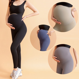 Robe de grossesse personnalisée, pantalon de <span class=keywords><strong>yoga</strong></span> de fitness, séchage rapide, extensible, taille haute, soutien de l'abdomen, leggings de maternité grande taille pour femmes - Product Image 2