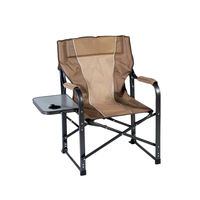 Chaise de Réalisateur Pliante Portable avec Cadre Métallique, Siège Respirant, Table Latérale – Idéale pour Jardin, Camping, Pêche, Pique-nique en Extérieur
