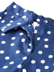 Women Blue &amp; <strong>White</strong> Slim Fit Polka Dots Print <strong>Cropped</strong> Regular <strong>Trousers</strong> - Product Image 6