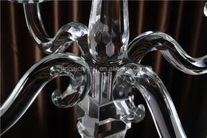 حامل شموع كريستال K9 عصري ورخيص بتصميم أوروبي يدوي الصنع لتزيين طاولة الزفاف وعيد الفصح بخمسة أذرع شفافة - Product Image 3