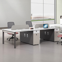 Poste de travail modulaire pour bureau à plan ouvert avec cloison de séparation, pieds en métal et tiroir de rangement pour espace de travail commercial