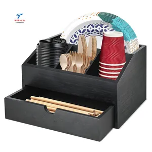 Nhà bếp bằng gỗ di động Flatware tấm Organizer Caddy đồ dùng chủ cho Countertop với ngăn kéo