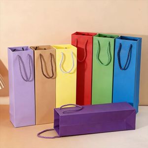 Wholesale Custom Reusable Wine Tote Bag | Kraft <b>Paper</b> Champagne Bottle Handheld Bag - Product Image 3