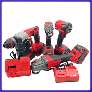 4-teiliges Lithium-Elektro werkzeugset 20V CR-V material Inklusive Schraubens chl üssel Hammer Winkels chl eifer Elektro mechanischer Bohrer Hard <span class=keywords><strong>Case</strong></span> Boxed - Product Image 2