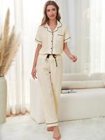 Ensemble de pyjama en coton floral vintage personnalisé, pyjama printemps, ensembles 2 pièces, boutonné, vêtements de nuit pour femmes