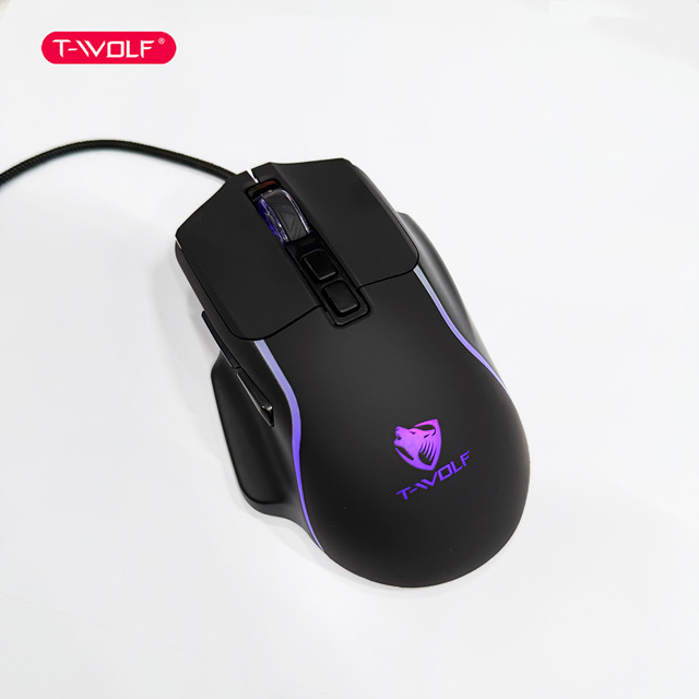 T-WOLF G540 7D RGB Gaming Mouse Wired 7200DPI 4 Gears Adjustable Macro Programming USB Plug and Play for PC Gaming & Work