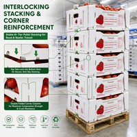 Caisse pliable en PP ondulé pour tomates, avec système de verrouillage par languette, emballage auto-scellant pour produits frais, boîte ventilée réutilisable, OEM