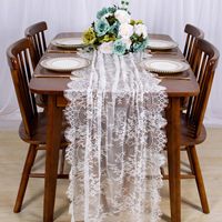 Nouvelle Nappe de Table Longue en Polyester avec Dentelle Creuse, Style Rétro Américain, pour Banquet de Mariage, Décoration de Table à Manger et Meuble TV