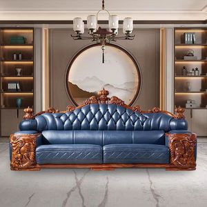 Genuine Leather Sectional <b>Sofa</b> European Style Antique Chesterfield High-End <b>Living</b> <b>Room</b> <b>Sofas</b> - Product Image 3