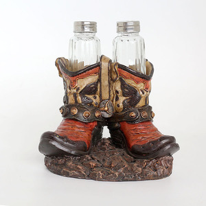 Salière et poivrière en polyrésine, design bottes <span class=keywords><strong>de</strong></span> <span class=keywords><strong>cowboy</strong></span>, support <span class=keywords><strong>de</strong></span> table - Product Image 4