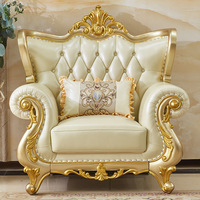 Fabricant personnalisé nouveau design de canapé antique de style européen de luxe ensembles de canapés villa classiques en cuir véritable doré