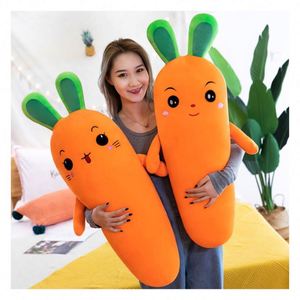 Peluche géante en forme de carotte, design personnalisé OEM, pour enfants, coussin lesté avec fermeture éclair, animal en peluche en coton PP, super doux, anti-stress - Product Image 1