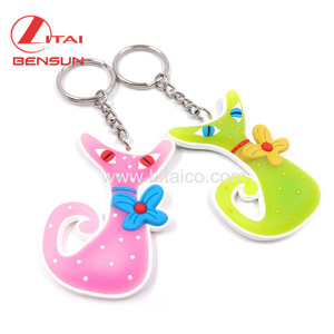 Custom Cartoon 2D 3D Plastic Key Rings Cat Rubber PVC Key Chain Keychain Wholesale in Bulk