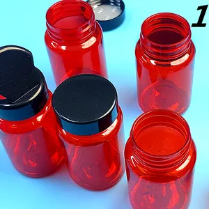 En Stock 100ml de lujo rojo PET botella de pastillas de plástico al por mayor botella de cápsula barata botellas de medicina vacías