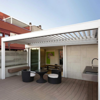 Luxus wasserdichte Hochleistungs-Outdoor-Aluminium legierung Pergola Mode Motorisierte Markise Lamellen dach Wintergarten Pavillon Stilvoll