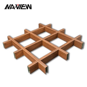 Hiện đại tùy chỉnh mở di động kim loại lưới tản nhiệt màu gỗ xây dựng nhôm vuông gạch Trần không thấm nước đục lỗ nghệ thuật lưới - Product Image 2