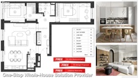 Ensemble de cuisine écologique de style japonais, armoires blanches brillantes, unité de base en MDF, placage de bois durable avec plan de travail en marbre
