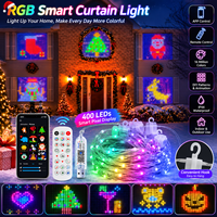 Cortina de Luces LED Inteligente RGB, Control por Aplicación, Control Remoto, Sincronización con Música, Animación DIY, Decoración para Fiestas de Navidad y Festivales
