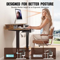 Bureau assis-debout ergonomique moderne en métal à hauteur réglable avec moteur unique pour utilisation informatique