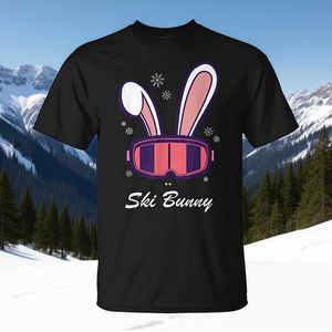 Camiseta Ski Bunny con diseño de cara de esqui y snowboard, color negro, unisex, talla para adultos - Product Image 3